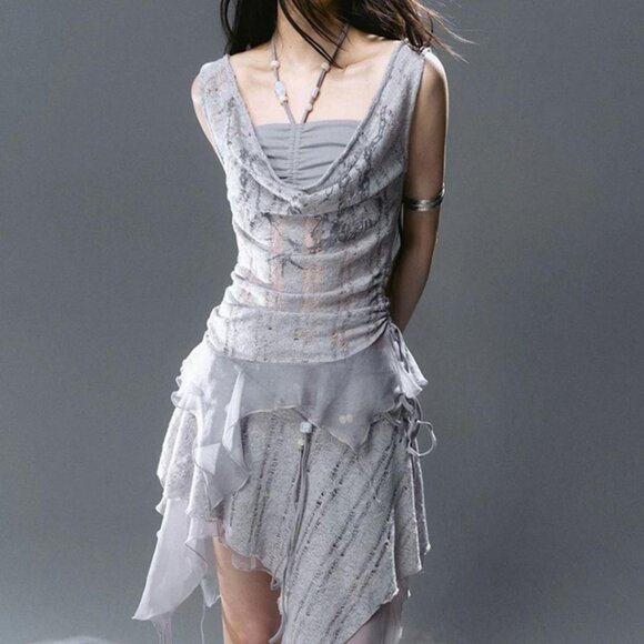 Draped Beaded Halter Top - Picture 1 of 7